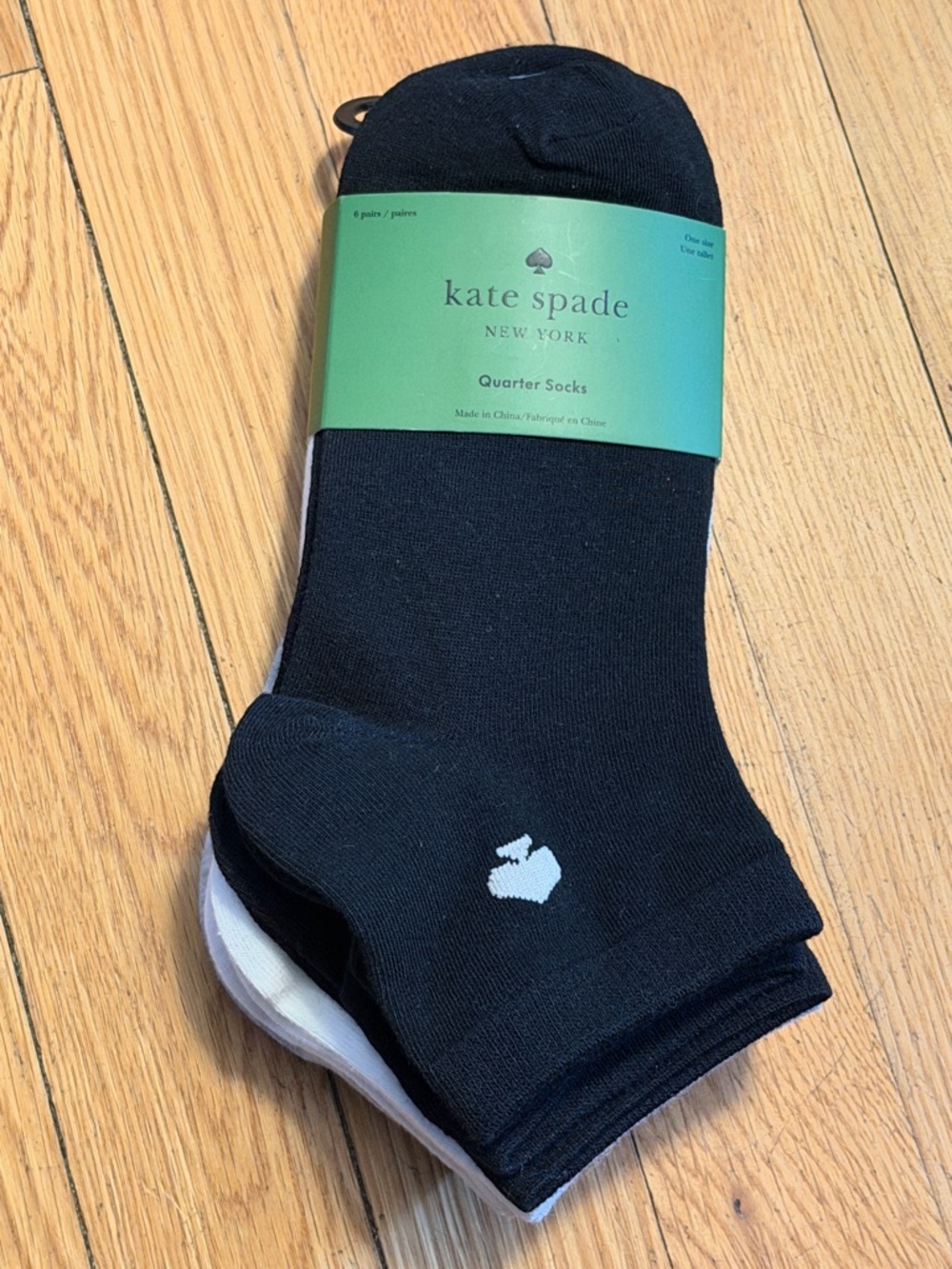 ♠️ kate spade 6 pack Quarter Socks with Logo (white, black, grey) NWT